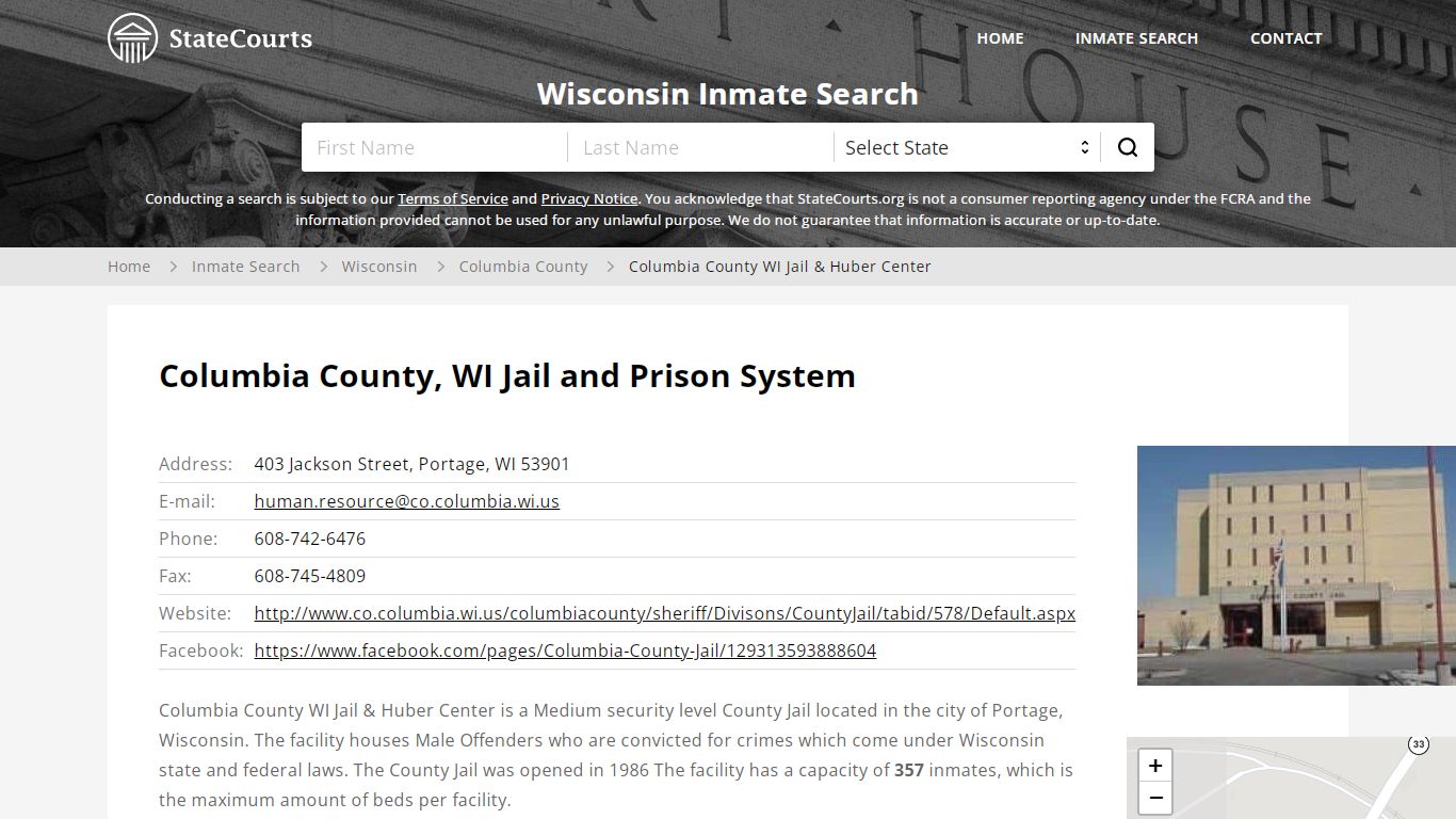 Columbia County WI Jail & Huber Center Inmate Records ...