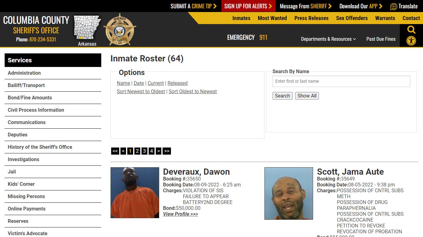 Inmate Roster - Columbia County Sheriff AR